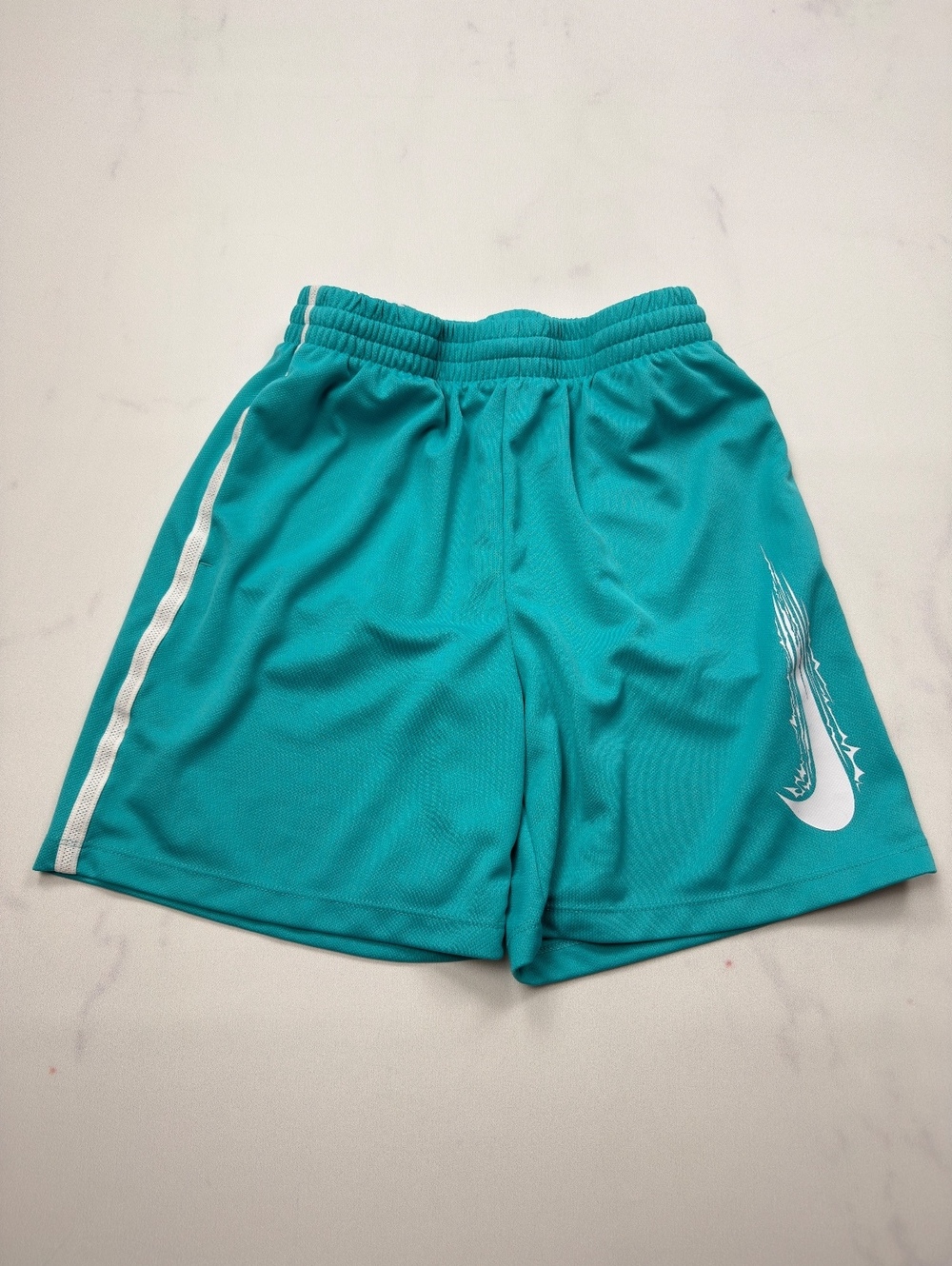 Nike Athletic Shorts Dri-FIT Teal White Stripe - Boys L